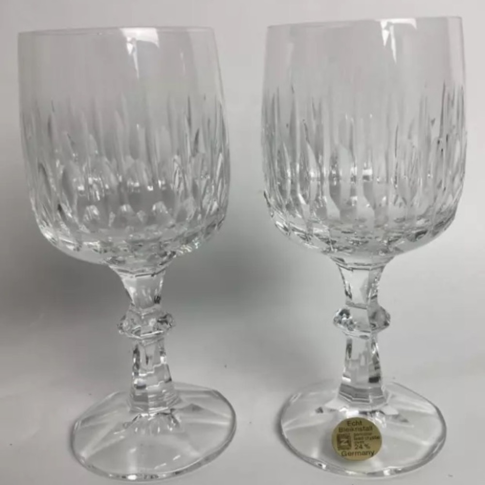 Schott-Zwiesel Germany Set 2 Flamenco Crystal Wine glasses 6 3/8 in tall